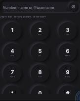 Idle Calling desk with the call type, calling-from line, destination field and keypad.